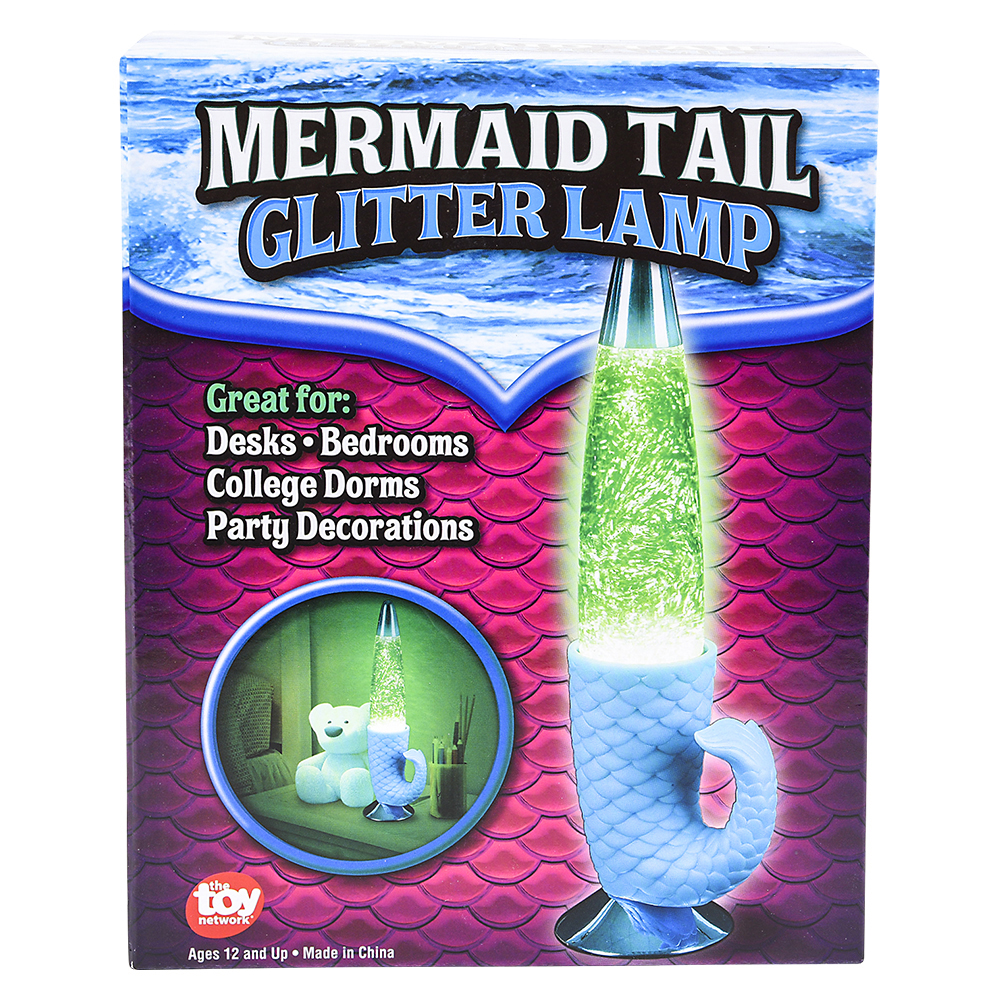 Mermaid Tail Glitter Lava Lamp 13 with Teal Blue Tail and Green Glitter Lamp
