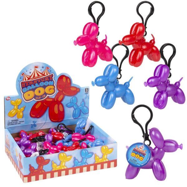 2.4" STRETCHY BALLOON DOG CLIP ON 24CT