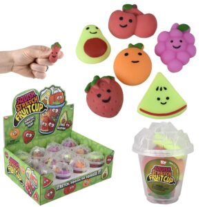 (T) SQUISHY STRETCHY 6PC FRUIT CUP 12CT