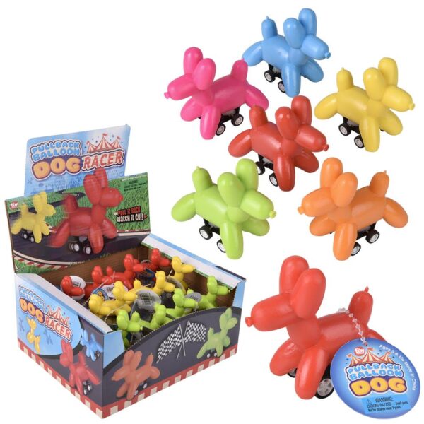 (T) 2.5" PULL BACK BALLOON DOG 24CT