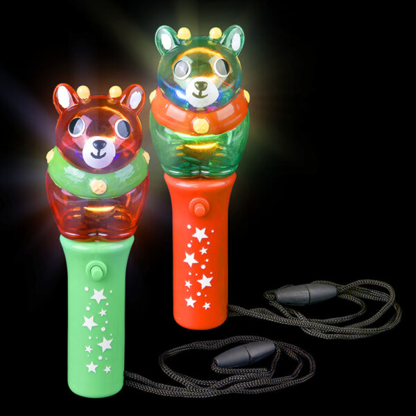 LIGHT UP XMAS REINDEER MINI SPINNG WAND NECKLACE 4.75" - Image 2