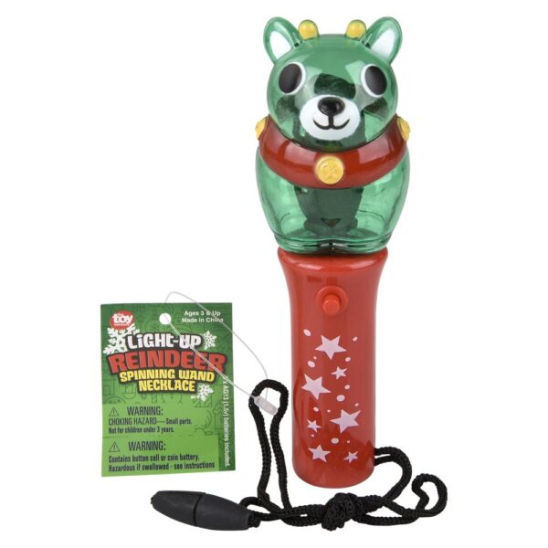 LIGHT UP XMAS REINDEER MINI SPINNG WAND NECKLACE 4.75" - Image 5