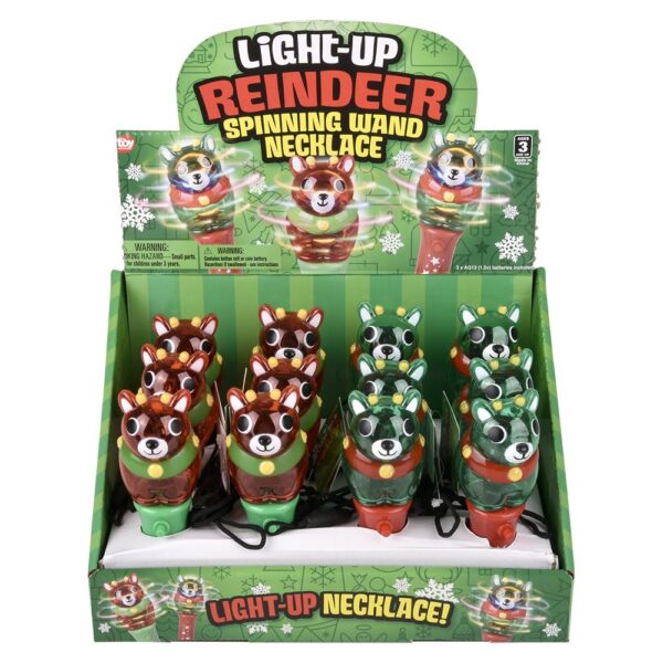 LIGHT UP XMAS REINDEER MINI SPINNG WAND NECKLACE 4.75" - Image 6