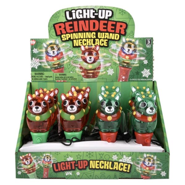 LIGHT UP XMAS REINDEER MINI SPINNG WAND NECKLACE 4.75" - Image 8
