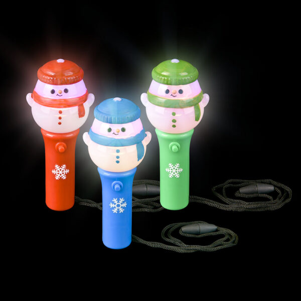 LIGHT UP SNOWMAN MINI SPINNING WAND NECKLACE 4.5" - Image 2