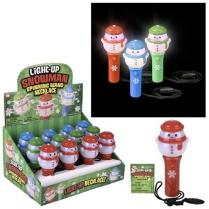 LIGHT UP SNOWMAN MINI SPINNING WAND NECKLACE 4.5"