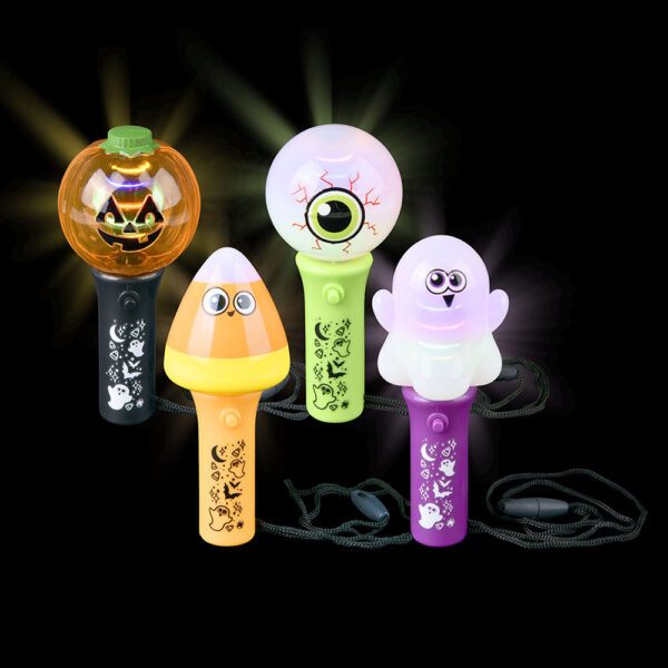 HALLOWEEN MINI LIGHT UP SPINNING WAND NECKLACE 4.5" - Image 2