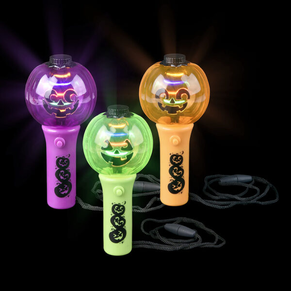 JACK O LANTERN LIGHT UP SPINNING WAND NECKLACE 4.5" - Image 2