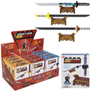 BUILDING BLOCK NINJA SWORD AND STAND SET 12CT